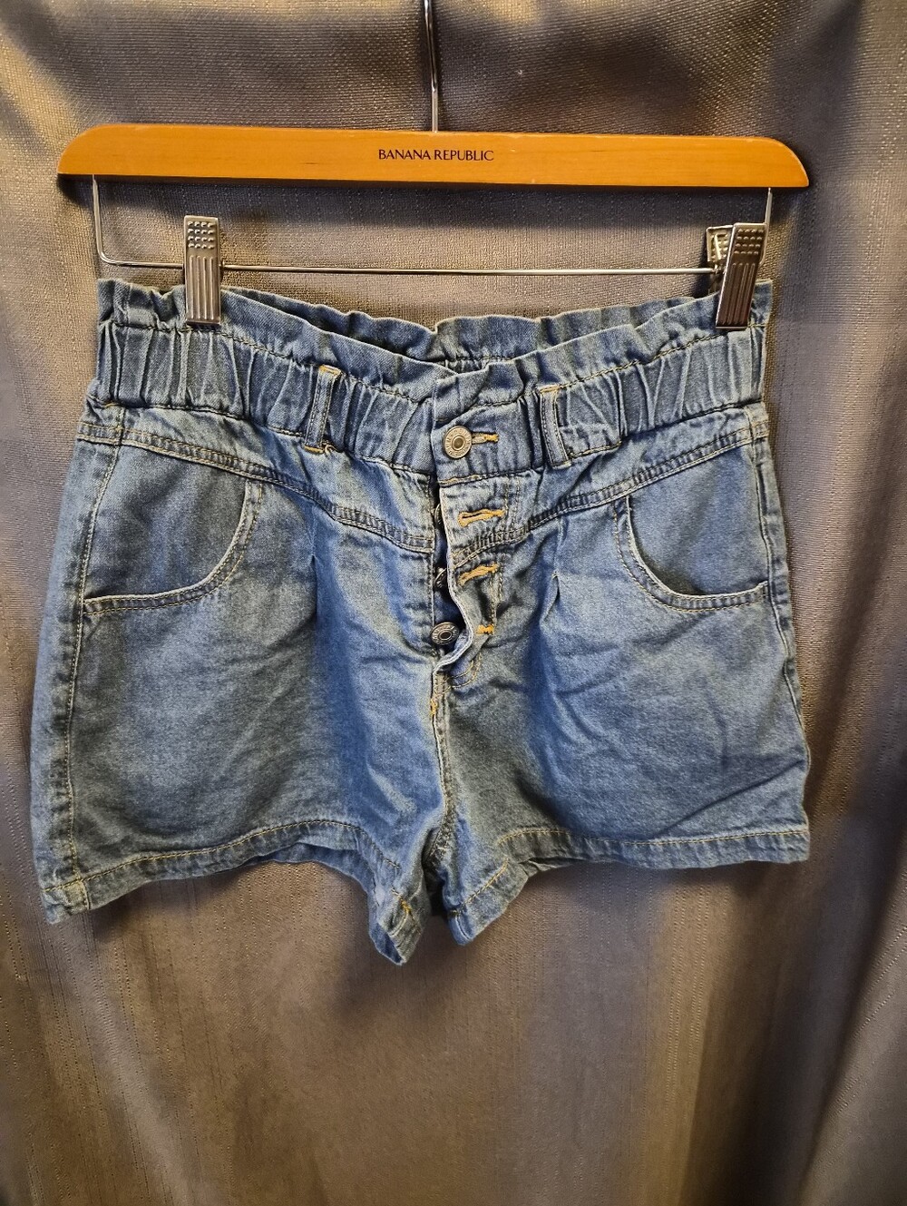 Love Tree Light Blue Denim Paperbag Waist Shorts M